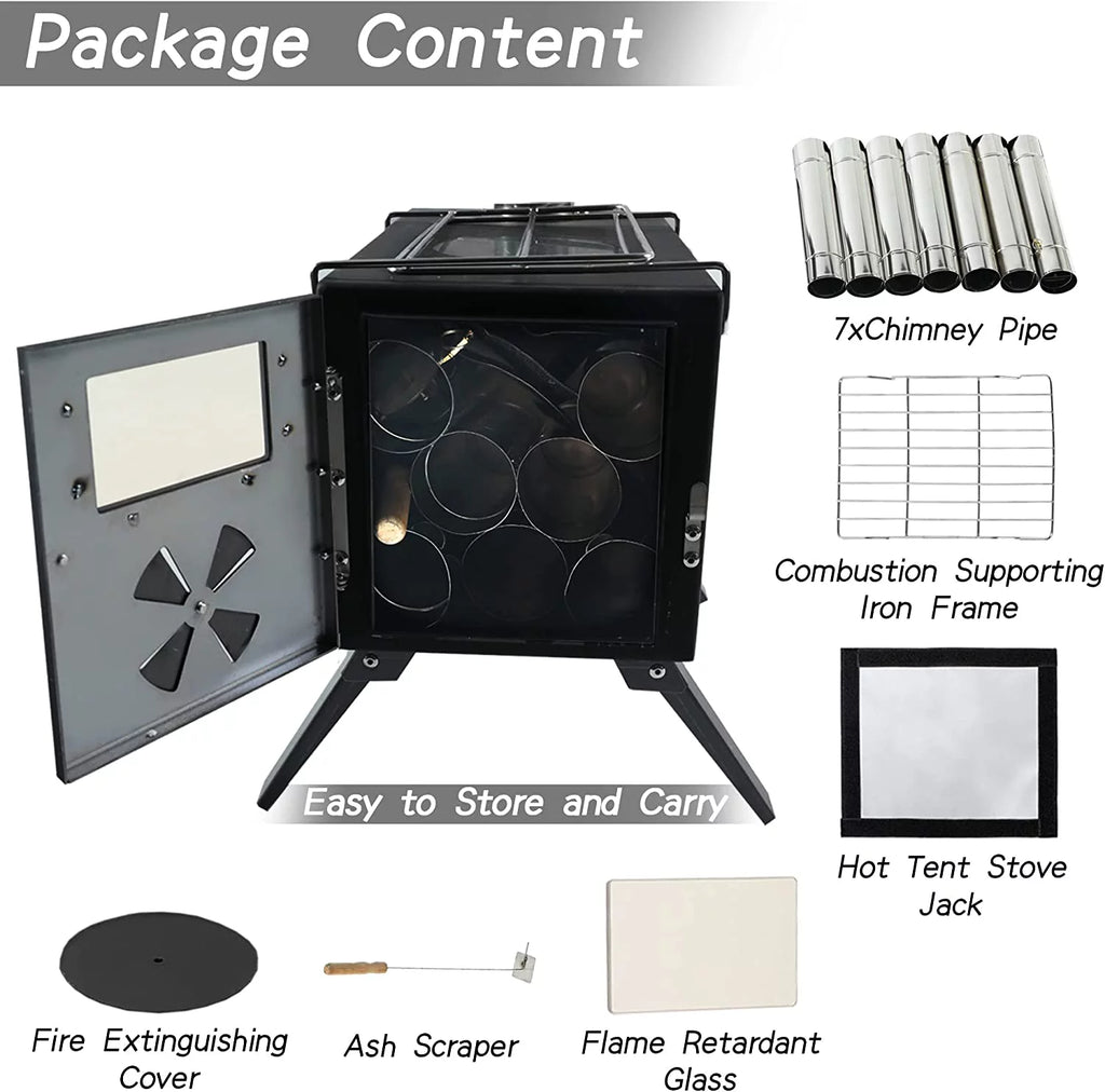 Portable Steel Camping Stove with Pipe for Outdoor Cooking R6869