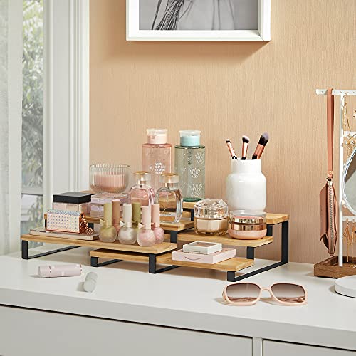 Bamboo Display Risers, Set of 2, 3 Tier Stand for Perfume, Spice Rack, Cupcake Holder I7524