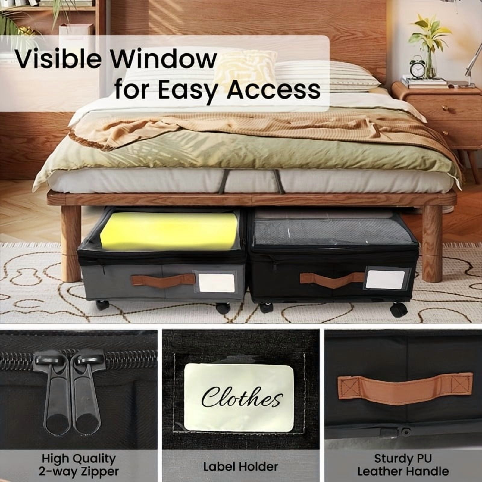 Under-Bed Storage Bins with Wheels and Clear Window Z7561
