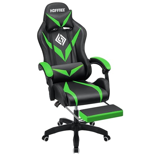 Ergonomic Gaming Chair with Massage, Bluetooth Speakers, LED Lights and Footrest I539040