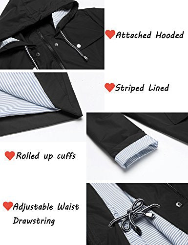 Women's Lightweight Waterproof Hooded Rain Jacket V22650