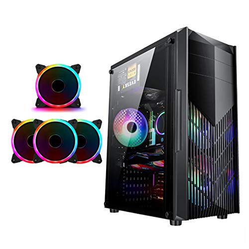 ATX Case, Mid-Tower PC Gaming Case ATX/M-ATX/ITX - Front I/O USB 3.0 Port - Fully Transparent Side Panels - Support Optical Drive Location (Color : Black, Size : 1 Fan)