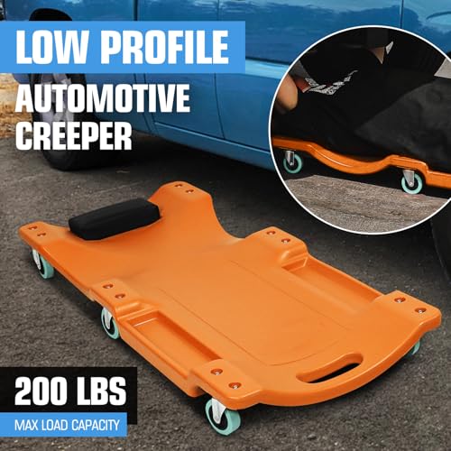 Low Profile Automotive Creeper with Padded Headrest, Red U80837