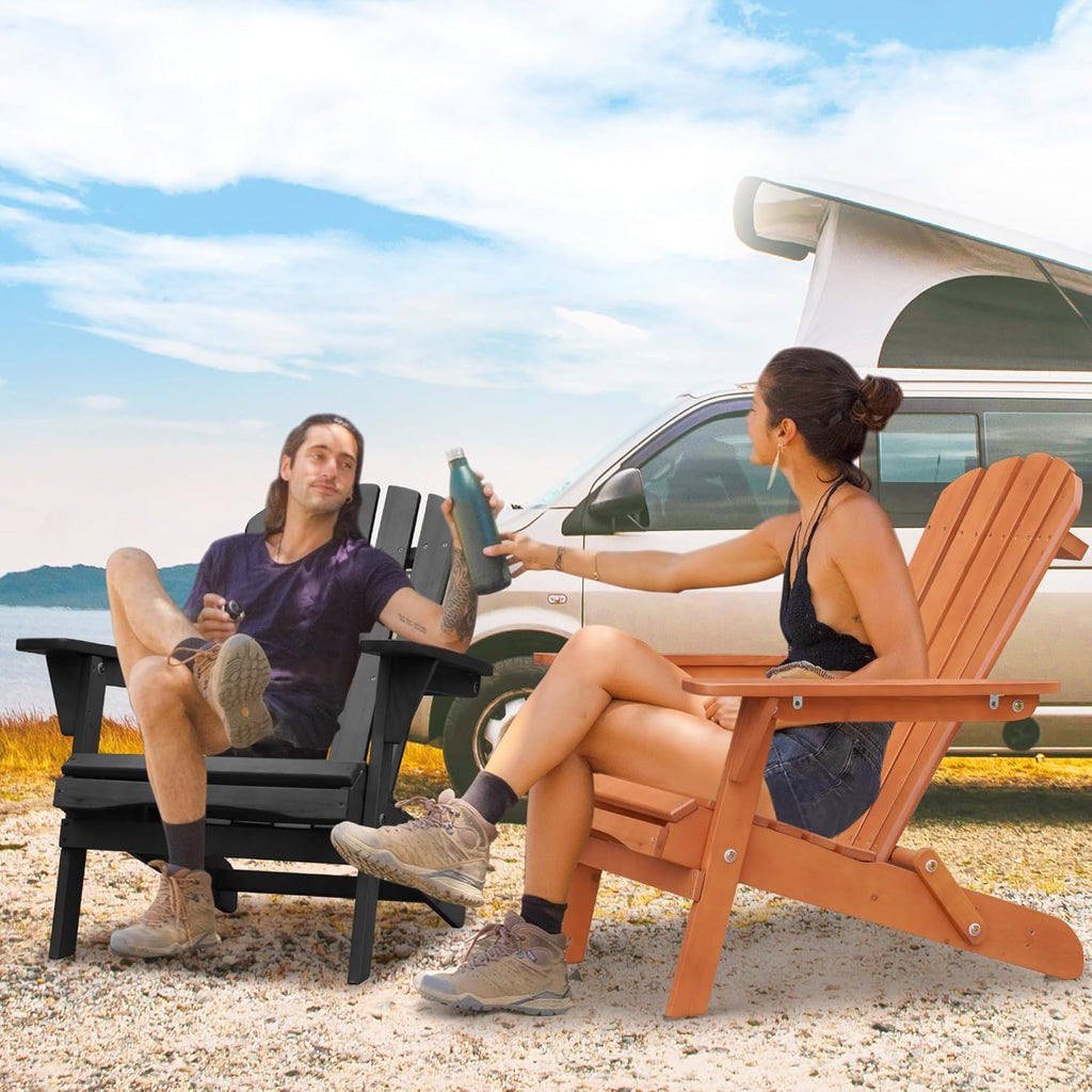 Outdoor Folding Wood Adirondack Chair for Patio, Porch, Garden, and Pool C4843