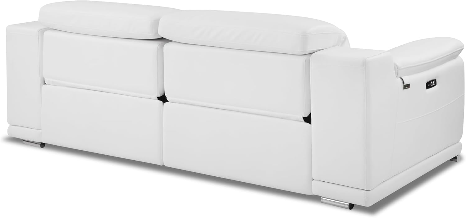 87 Inch Italian Leather Power Reclining Sofa, White A959251