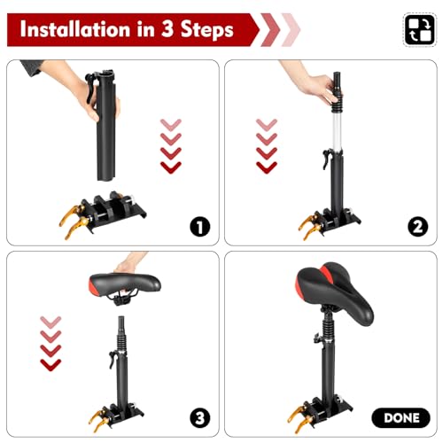 Electric Scooter Seat Saddle, Adjustable Height, Shock Absorbing, Black E494380