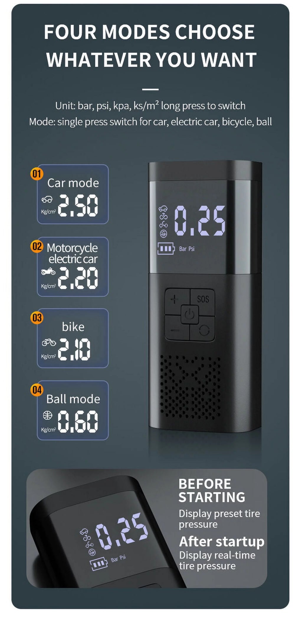 Portable 150PSI Digital Tire Inflator with LCD Air Pump Z589