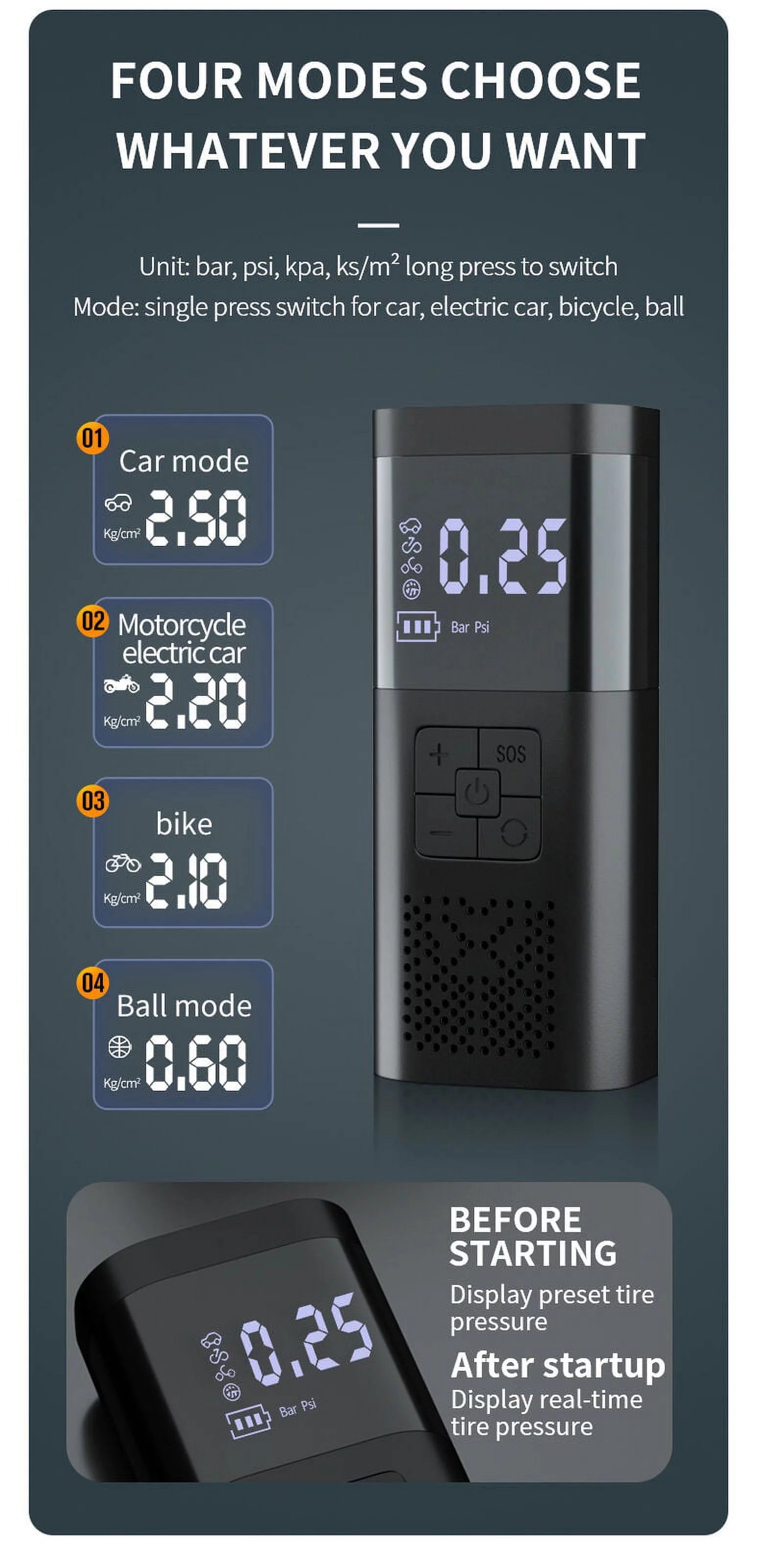 Portable 150PSI Digital Tire Inflator with LCD Air Pump Z589