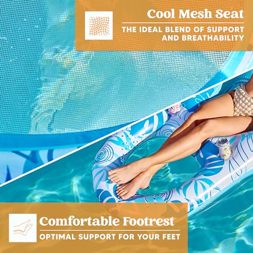 Inflatable Pool Lounger with Cup Holders and Foot Rest P202