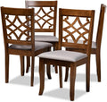 Baxton Studio Mael Modern and Contemporary Grey Fabric Upholstered Walnut Brown Finished Wood 4-Piece Dining Chair Set