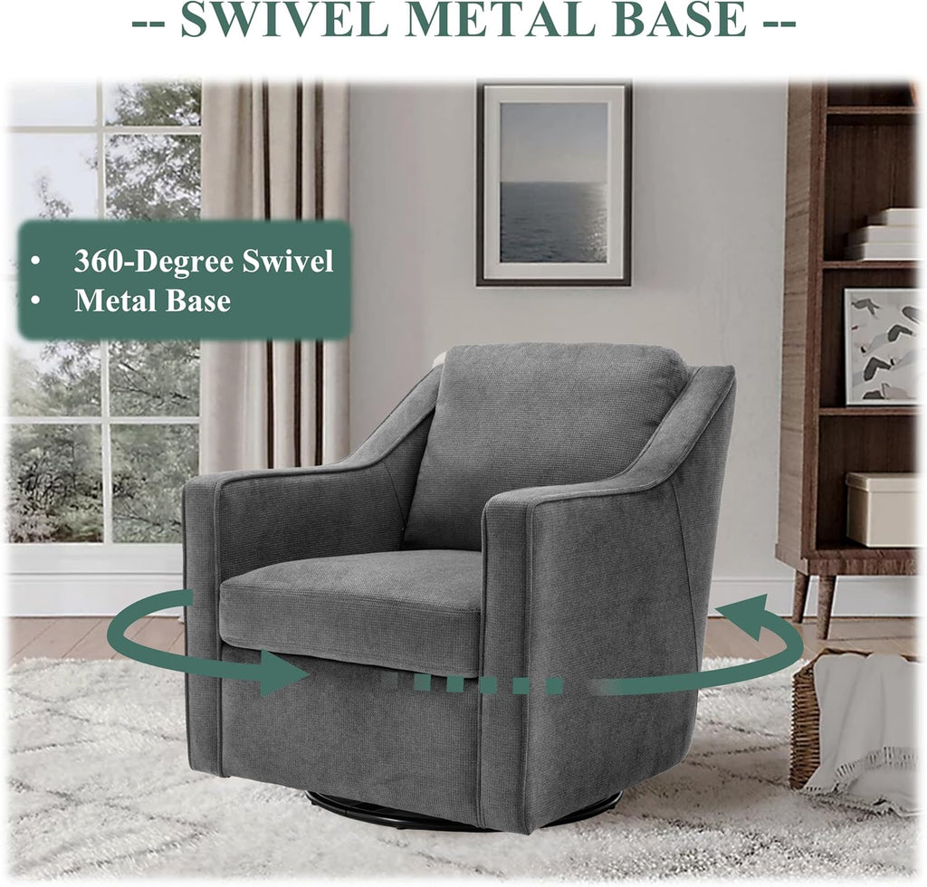 Accent Chair Set of 2, Upholstered Fabric Armchair with Lumbar Pillow, Grey R45871