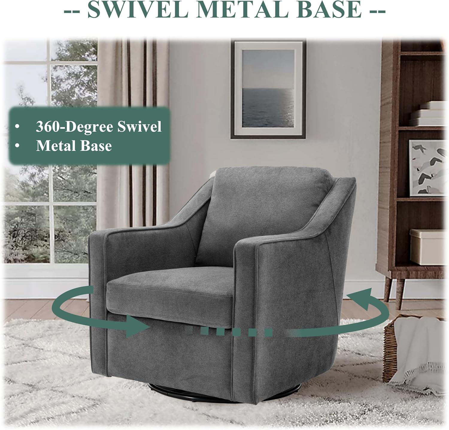 Accent Chair Set of 2, Upholstered Fabric Armchair with Lumbar Pillow, Grey R45871