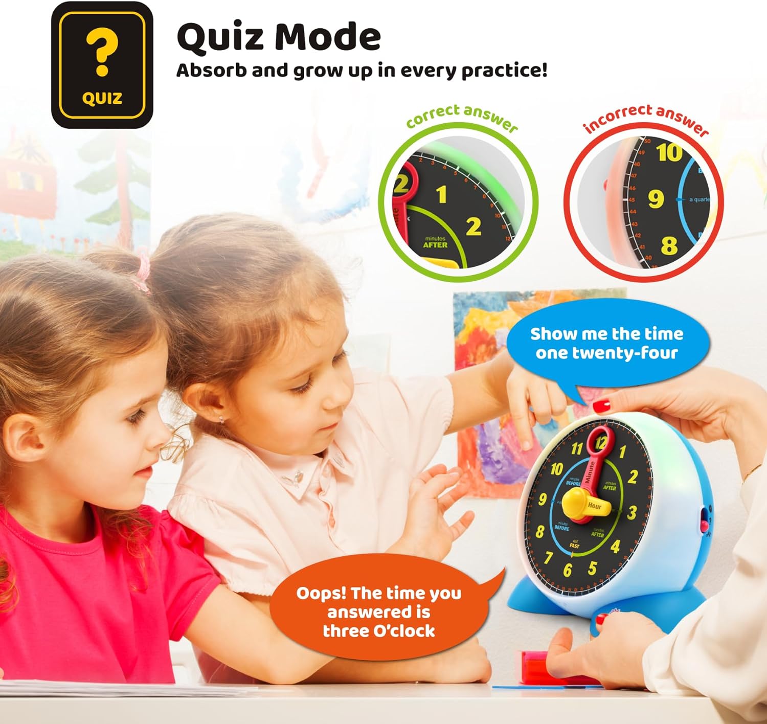 Talking Learning Clock for Toddlers - Teach Time with Light-Up Quiz and Music H16969