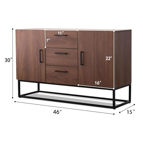 Sideboard Storage Cabinet with Shelves and 2 Doors, White F163628