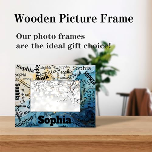 Purple Marble 4x6 Picture Frame with Custom Name, Wood Photo Frame for Wall or Desk Q55403