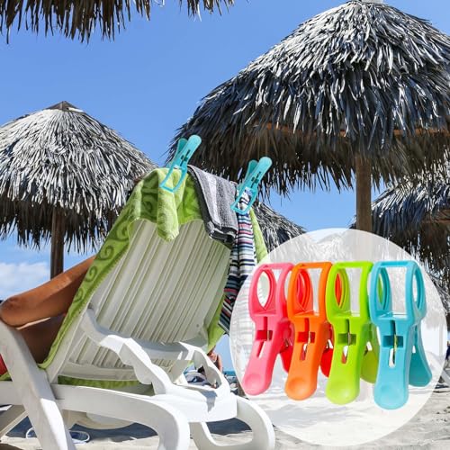 Beach Towel Clips for Chairs, Large Plastic Clothes Pins for Pool U120645