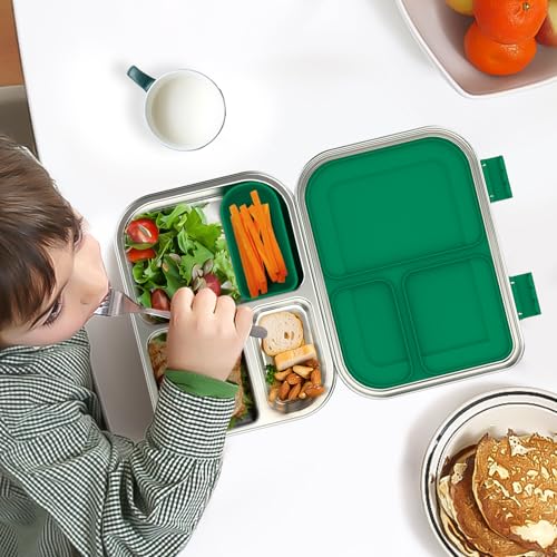 Stainless Steel Kids Bento Lunch Box, 3 Compartments, BPA-Free, Blue B157