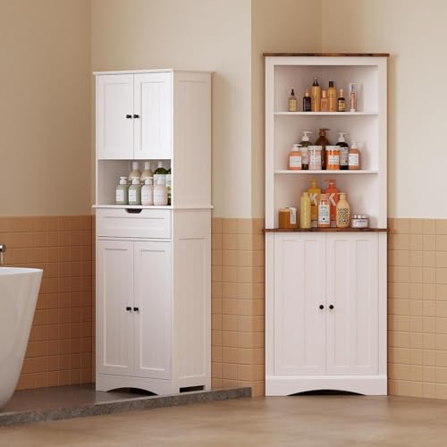 Corner Cabinet with Doors and Shelves for Living Room, White H15724