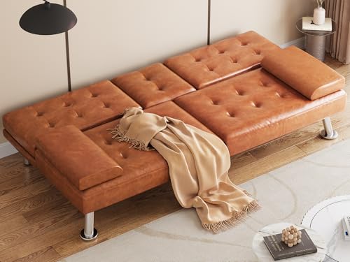 Futon Sofa Bed with Removable Armrests and Cup Holders, Black F343081