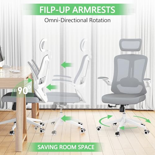 Ergonomic Mesh Office Chair with Wheels, Adjustable Headrest and Lumbar Support U554875