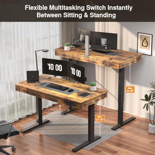 Height Adjustable Electric Standing Desk 48 x 24 Inches Sit Stand Desk Wood Workstation for Home Office J60263