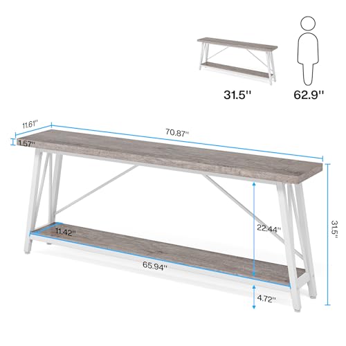 Industrial Entryway Console Sofa Table, White J70417