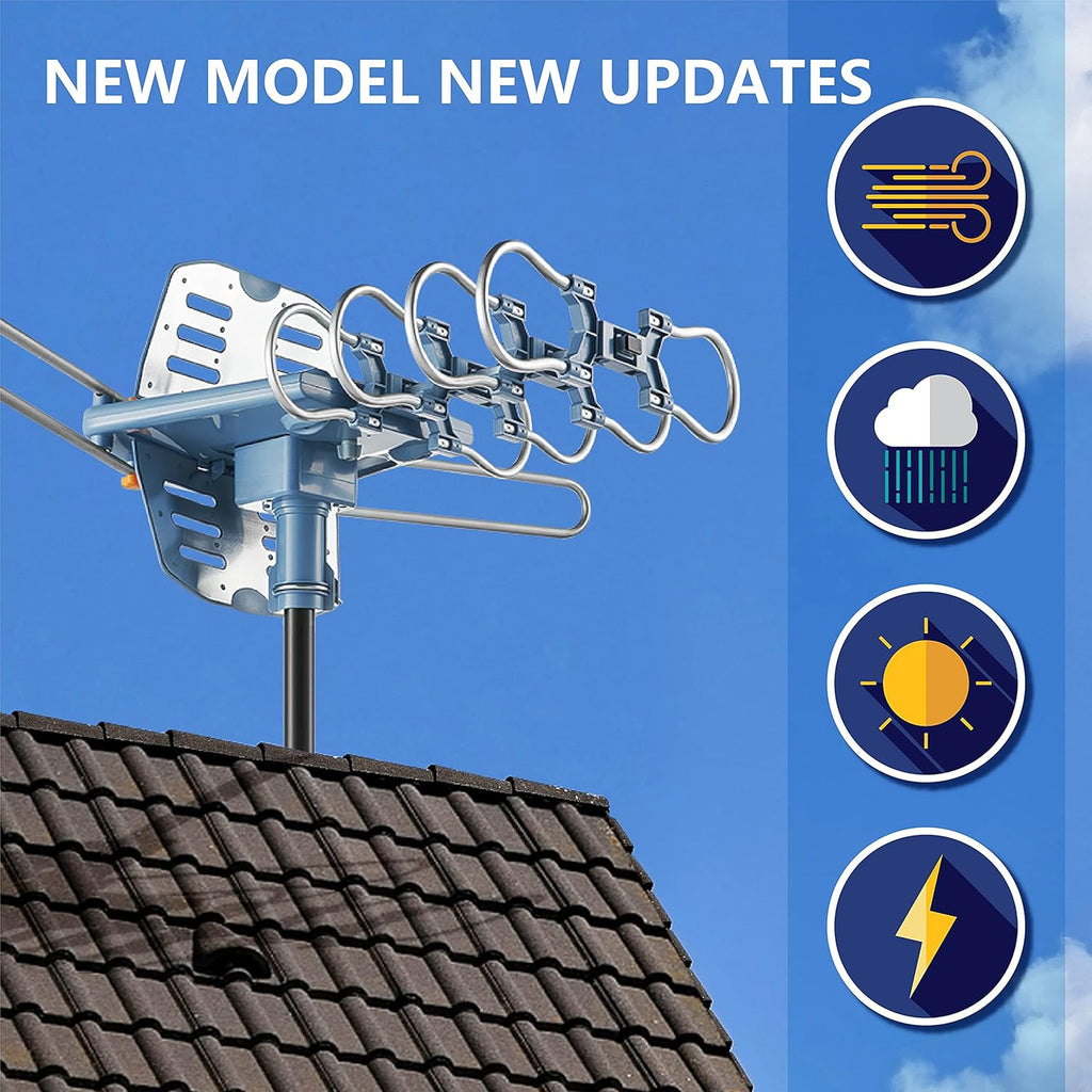 Outdoor Digital TV Antenna with 60FT Coaxial Cable, 150 Mile Range F348978