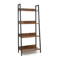 CAPHAUS 24 Inch Width 4-Tier Ladder Shelf, Free Standing Bookcase with Open Shelves, Storage Rack Organizer, Industrial Book Shelves for Living Room, Home Office, Kitchen, Dark Grey Wooden Shelves