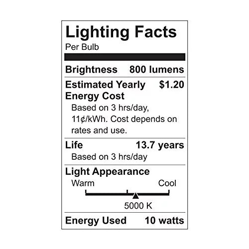 LED Daylight 10 Watt A19 Light Bulbs, Medium Base, Dimmable (2 Pack) X38883