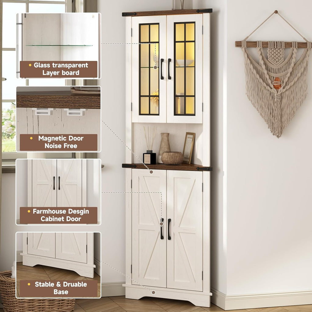 Corner Cabinet with LED Light and Glass Doors O56728