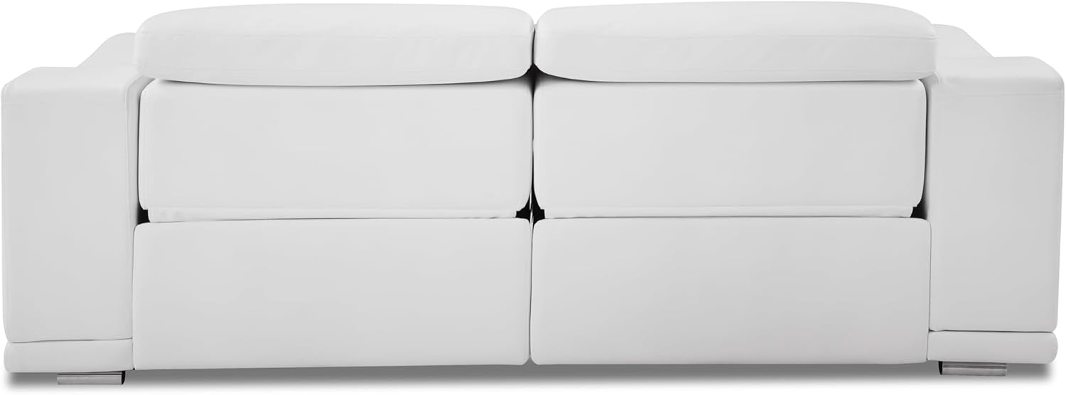 87 Inch Italian Leather Power Reclining Sofa, White A959251