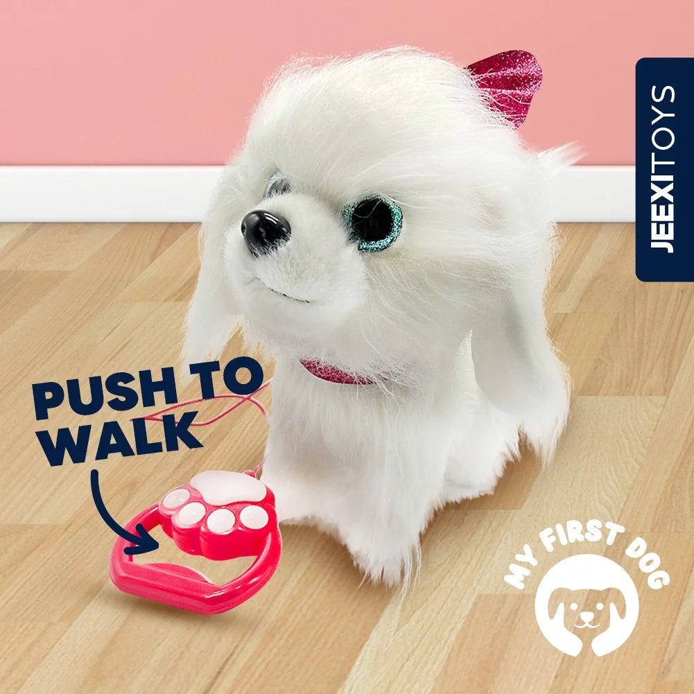 Walking Barking Toy Dog with Remote Control Leash, Plush Puppy Interactive Toy for Kids B804