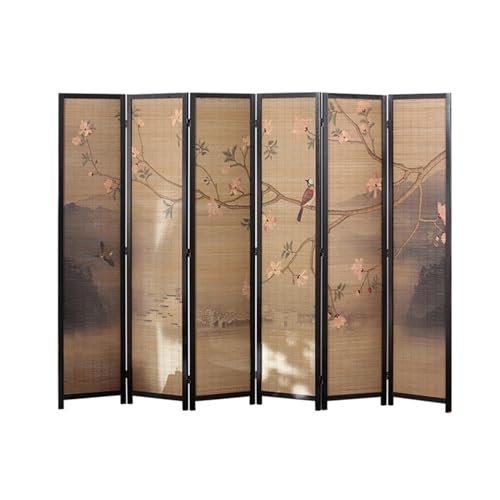 Japanese Screen Room Divider 6 Panels, Folding Portable Screen, Home/Office/Changing Roomstanding Privacy Screen - Indoor Outdoor Space Partition Wall, 175Cm Tall(D)/D