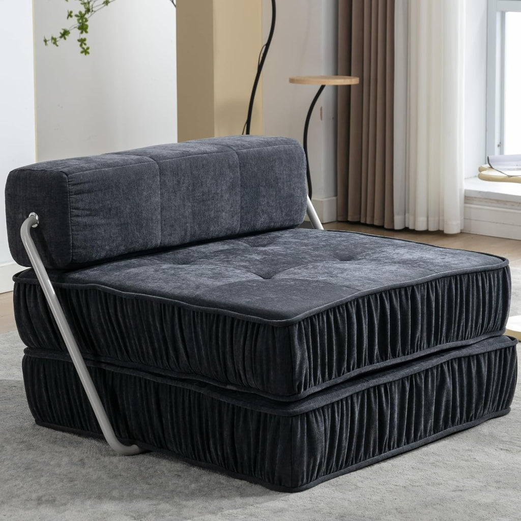 Sofa Memory Foam with Pillow Futon Sleeper Chair Fold Out Couch, Washable Cover Twin Siz for Living Room/Home Office/Guest Beds/Apartment, Grey