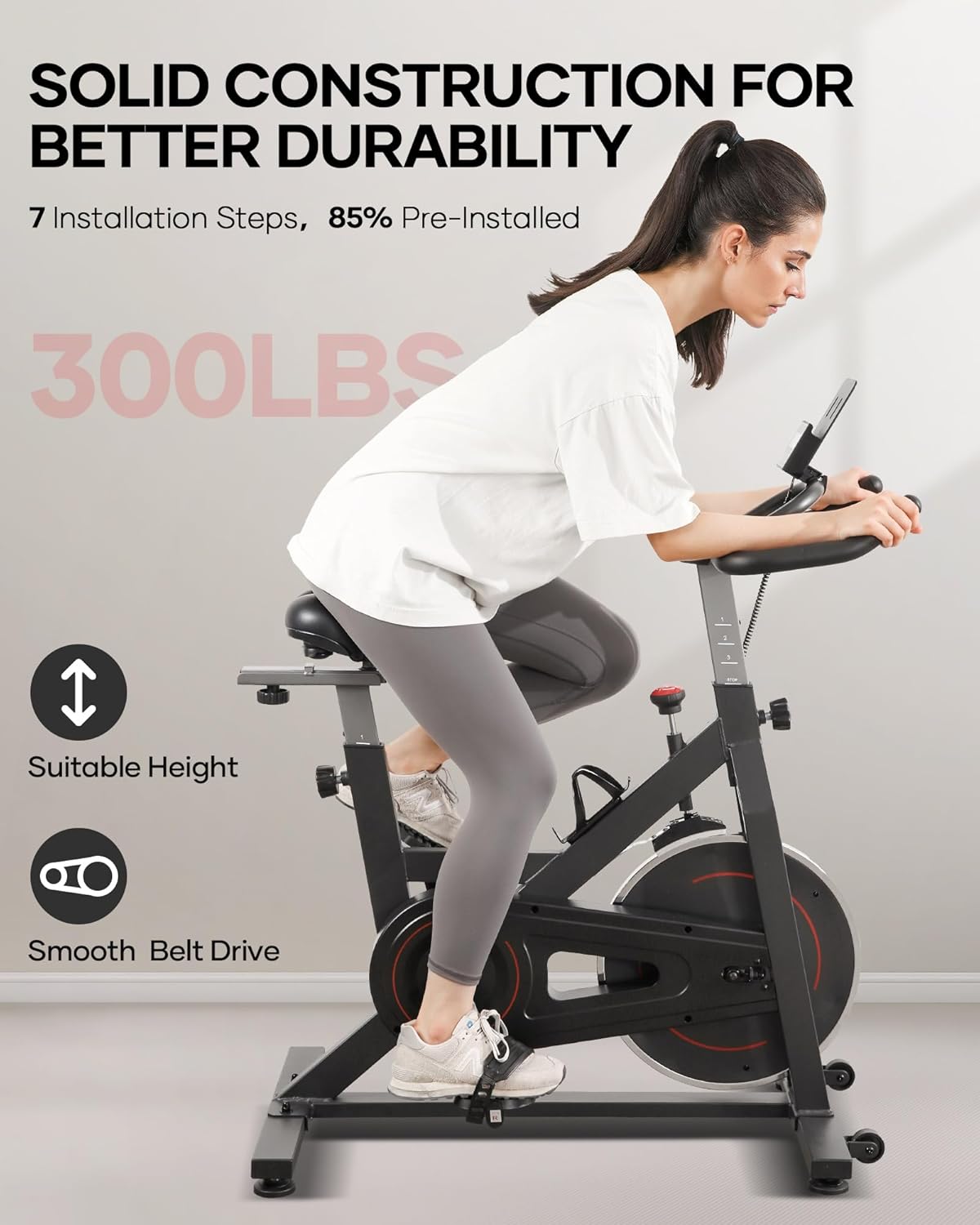 Exercise Bike for Home Indoor Cycling with Resistance and Comfortable Seat P39402