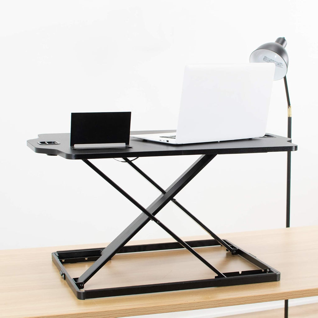Adjustable 27 inch Standing Desk Converter, Sit Stand Tabletop Riser Workstation, Black Q15947