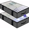 Foldable Underbed Bags - Blankets Clothes Comforters Storage Bag Breathable Zippered Organizer for Bedroom with Clear Window