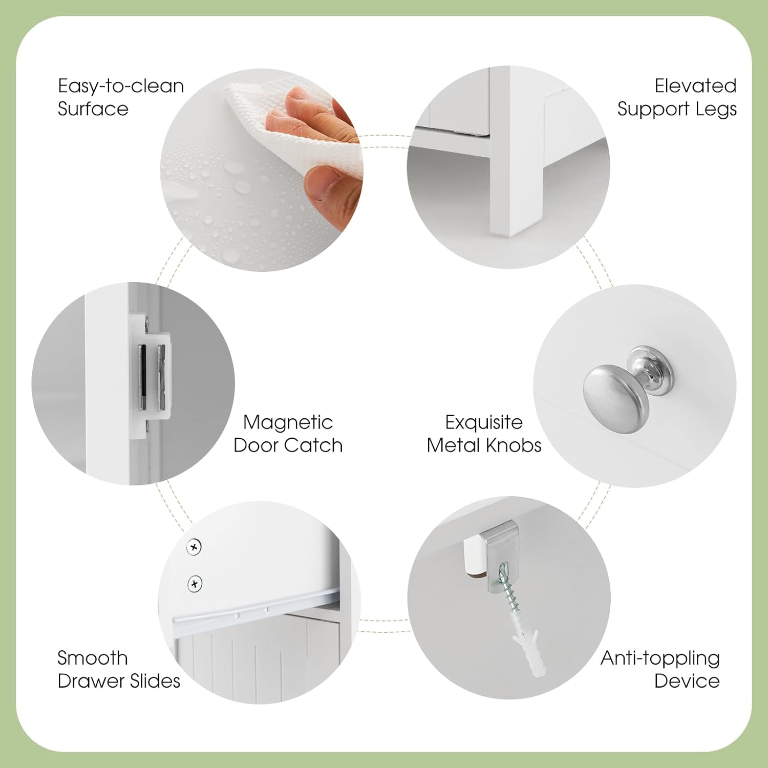 Narrow Bathroom Storage Cabinet, Wooden Freestanding with Drawer, 3-Level Adjustable Shelf H2991