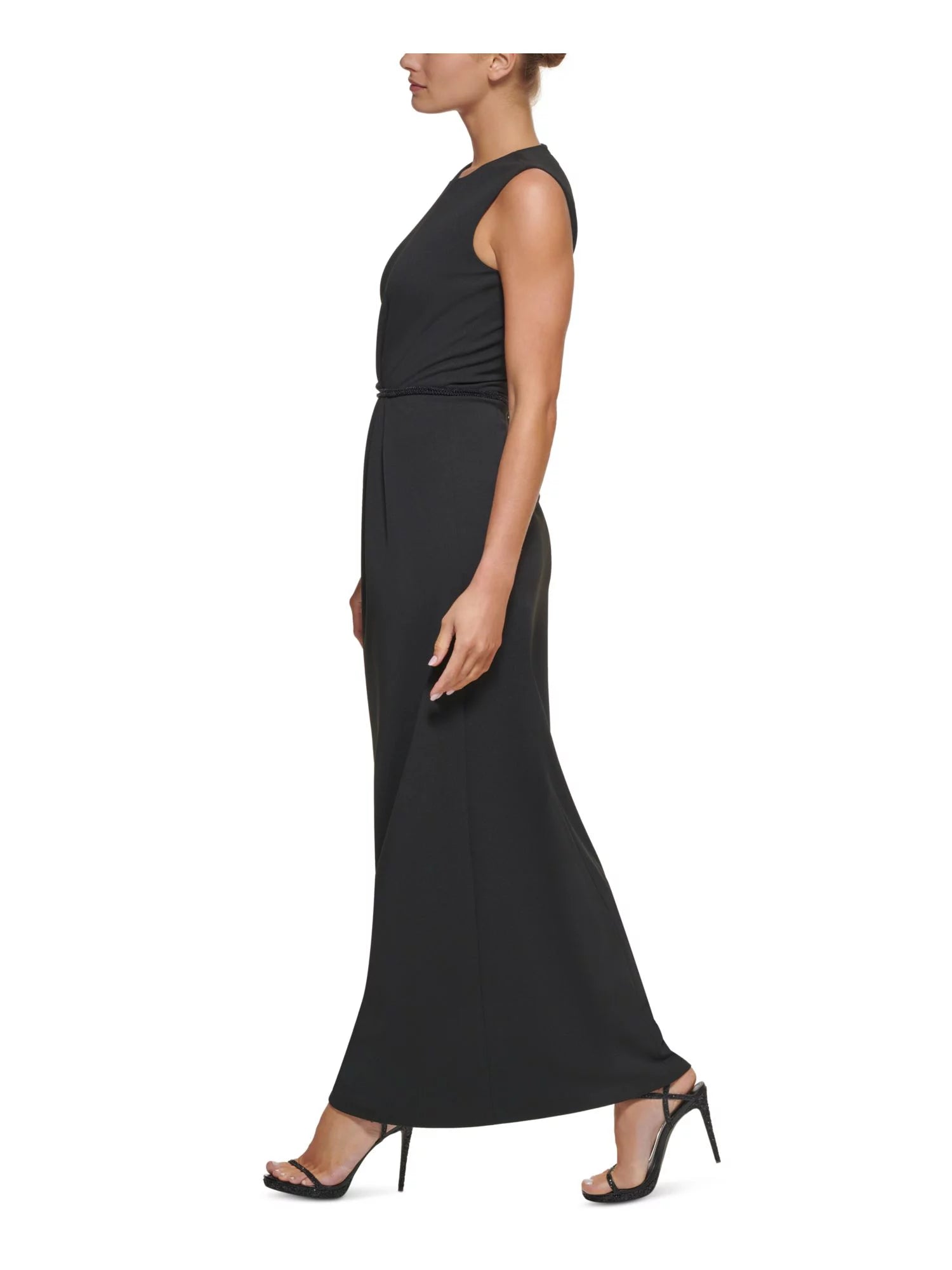Black Stretch Beaded Formal Gown Dress T13156