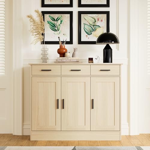 Oak Buffet Cabinet with 3 Drawers and 3 Doors H5093