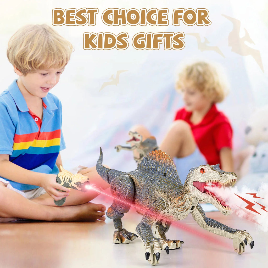 Remote Control Dinosaur Toys, Electronic Walking Robotic Dinosaur with Light Chasing and Spraying, RC Dinosaur for Kids Ages 3-12 D53495