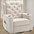 Oversized Swivel Rocker Recliners with Wide Seat Tufted Fabric Manual Recliner Chair with Cup Holders for Living Room, Nursery Rocking Glider Chairs (Beige, Large), Large(330lbs), WX1227GS