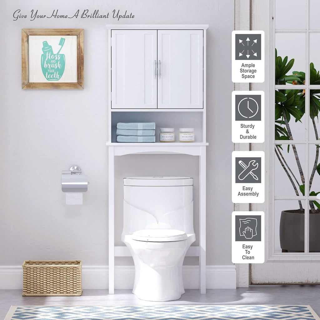 Over The Toilet Storage Cabinet, Bathroom Shelf, White Y5988