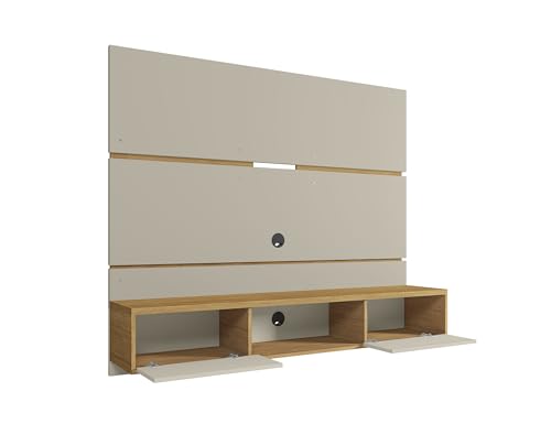 Floating Wall Entertainment Center in Off White and Cinnamon G287365