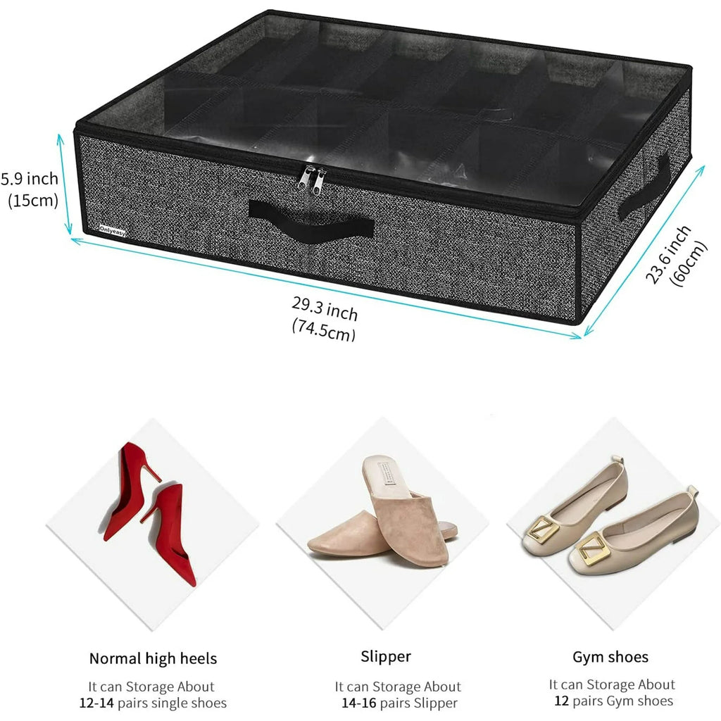 Under Bed Shoe Storage Organizer with Clear Window, Foldable F8804