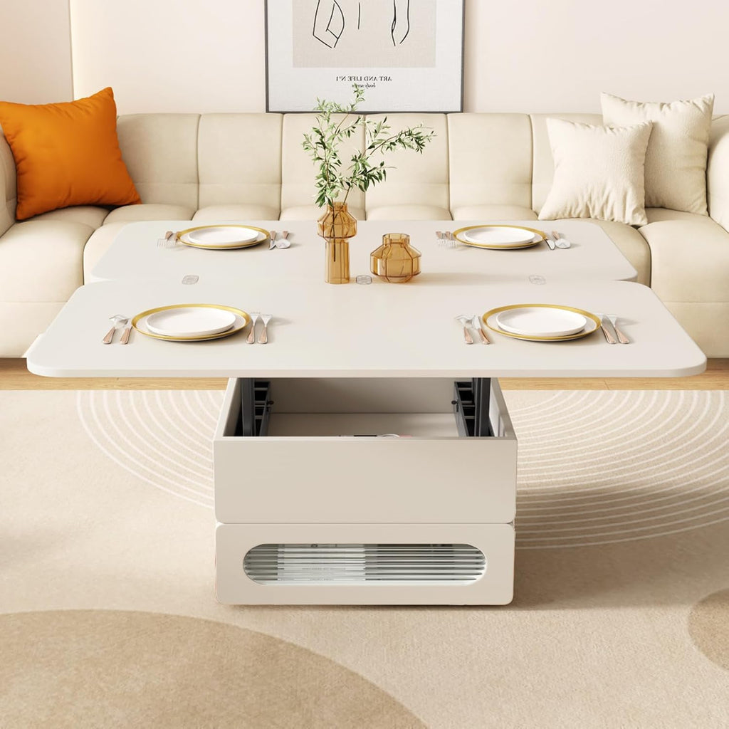 Lift Top Coffee Table with 4 Stools and Storage Drawers I8375
