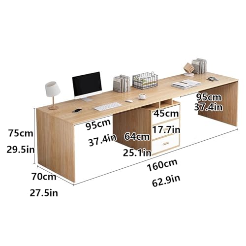 Double Desk with 3 Storage Drawers for Two People, Home Office Workstation Z444