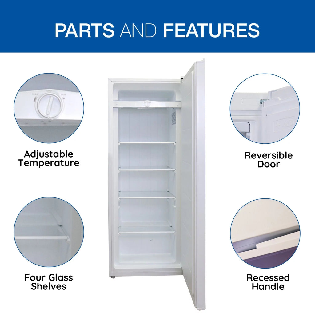 Upright Freezer, 7.0 cu ft, White, Low-Frost, Flat Back Z719