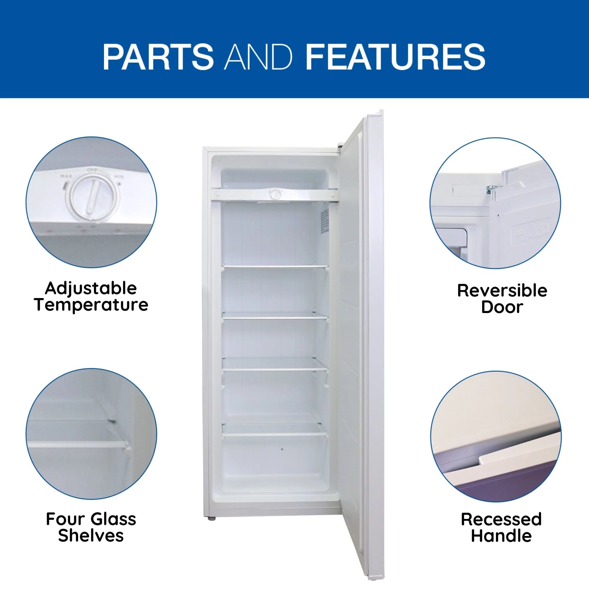 Upright Freezer, 7.0 cu ft, White, Low-Frost, Flat Back Z719