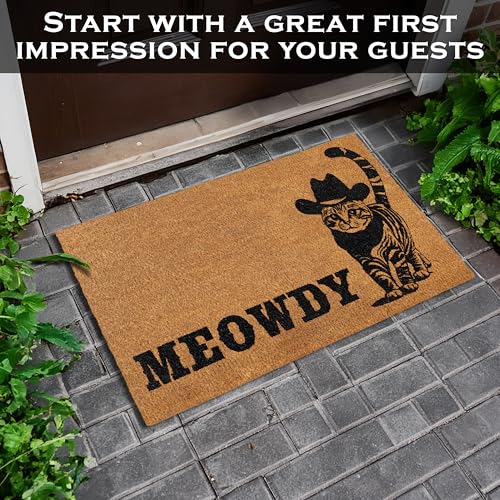 Cat Front Door Mat 30x17 Inch, Coir Outdoor Doormat T726